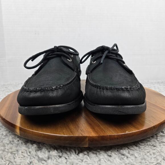 Sperry Top Sider Mens 12M Gold Cup Black Leather 2-Eye Casual Daily Boat Shoe - Picture 4 of 12